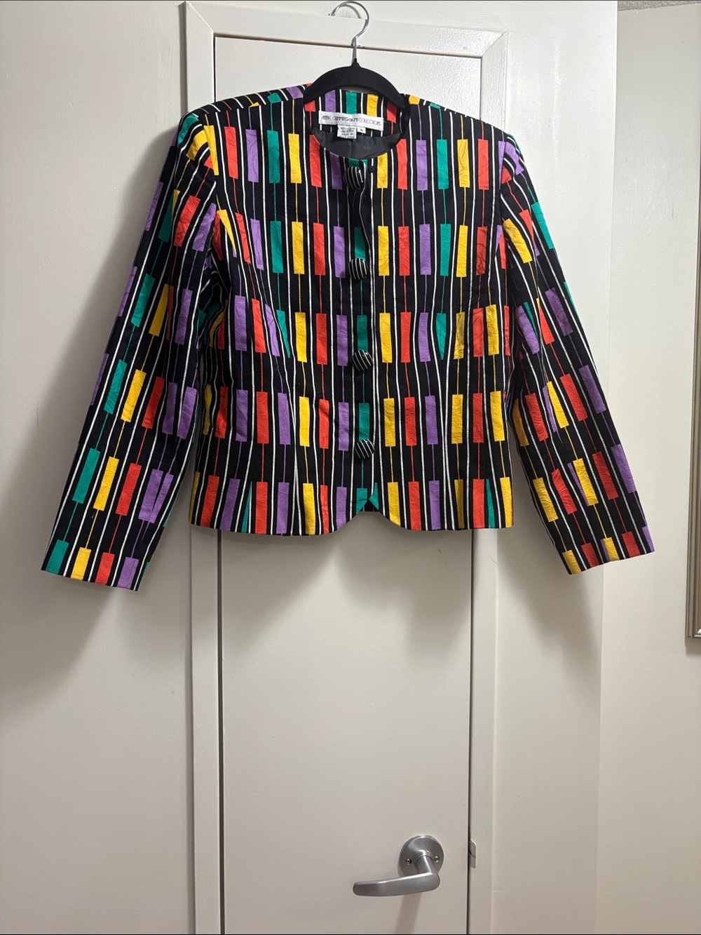 Anne Crimmins for Umi CollectionVintage Multicolor Geometric Boxy Jacket -